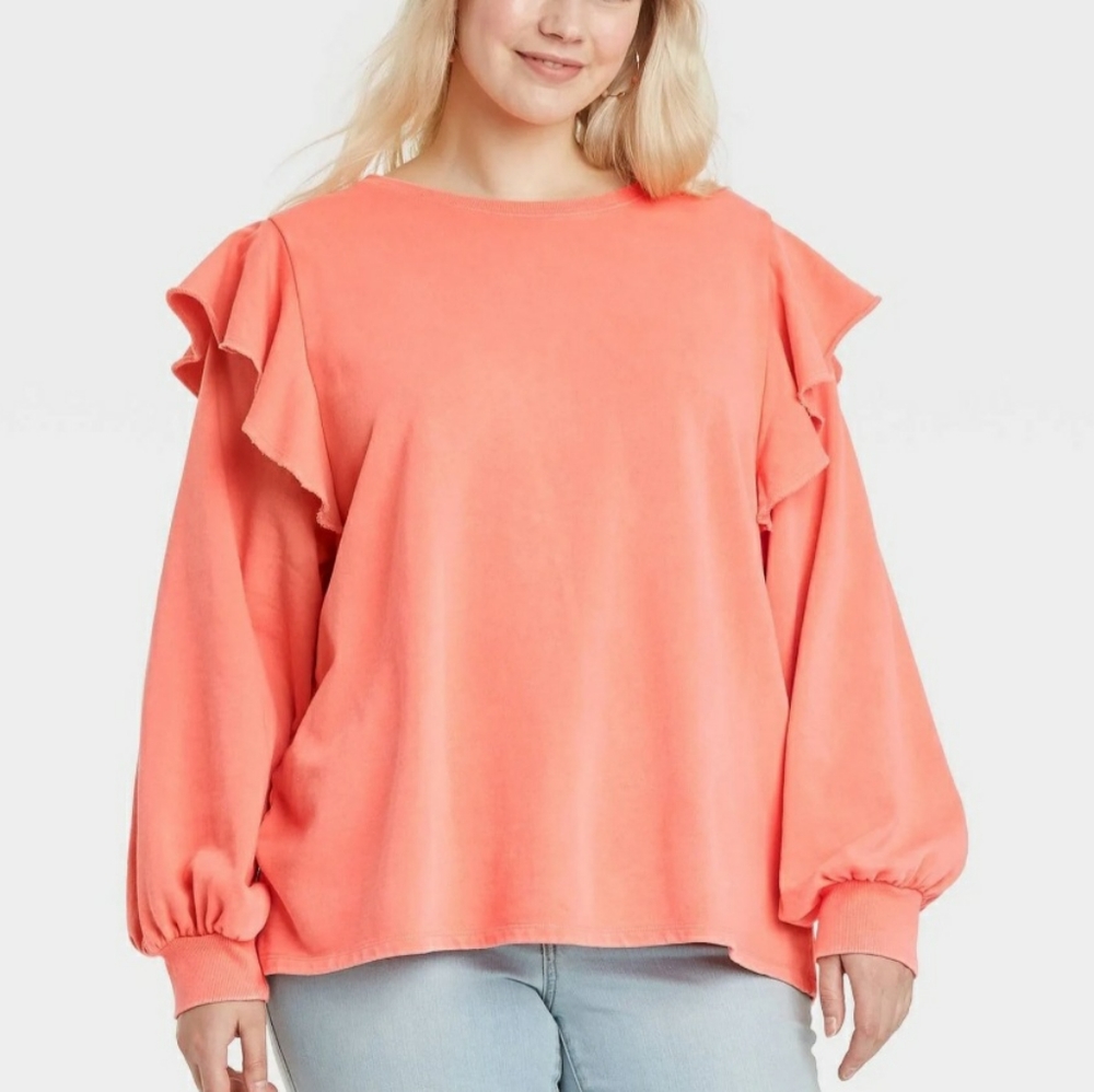 4X Plus Size Womens peach 🍑 color sweatshirt New top shirt